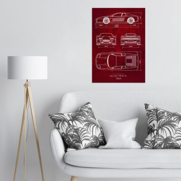 Plakat metalowy Ferrari F512 M Projekt Scarlet L