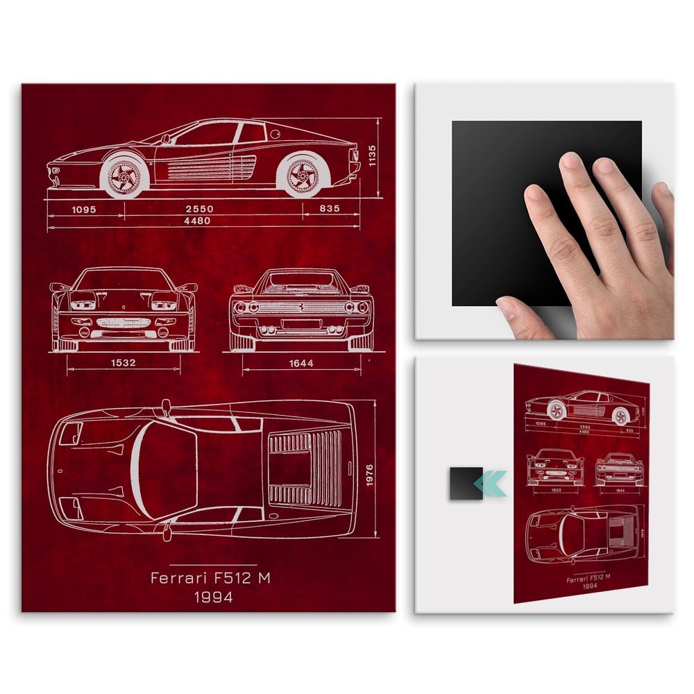 Plakat metalowy Ferrari F512 M Projekt Scarlet L