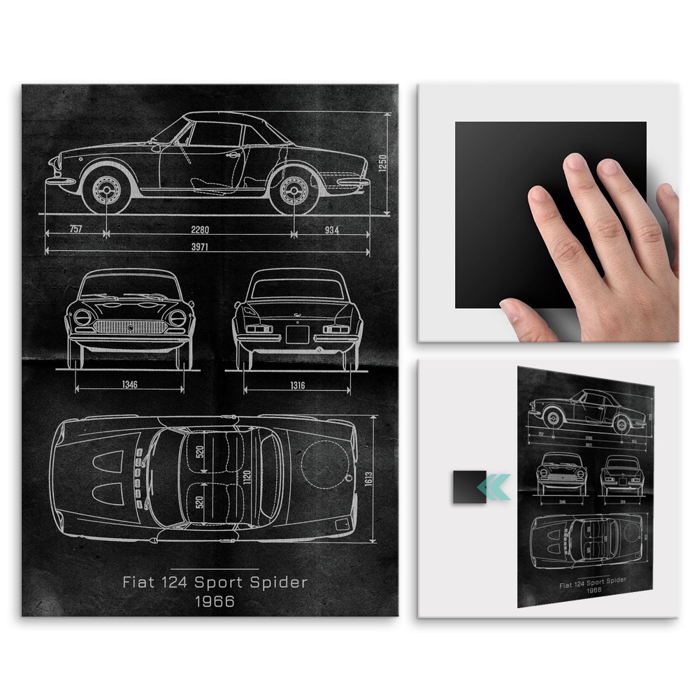 Plakat metalowy Fiat 124 Sport Spider Projekt Graphite M