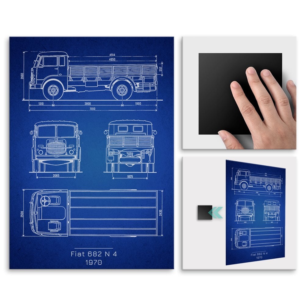 Plakat metalowy Fiat 682 N4 Projekt Blueprint L