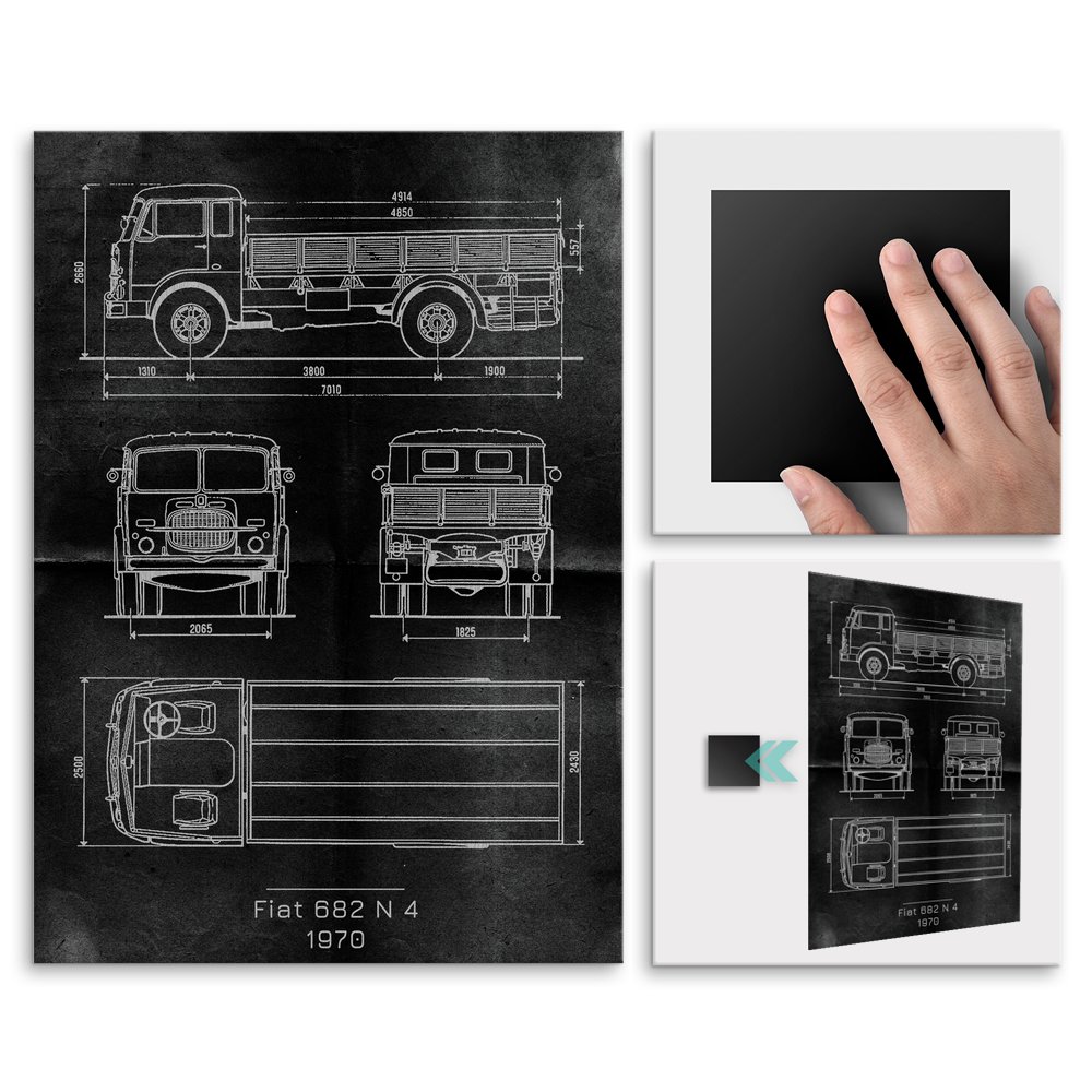 Plakat metalowy Fiat 682 N4 Projekt Graphite M