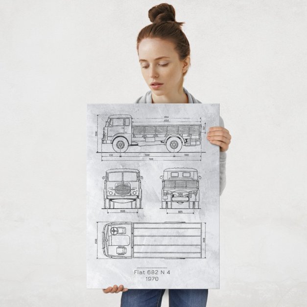Plakat metalowy Fiat 682 N4 Projekt Stone  L