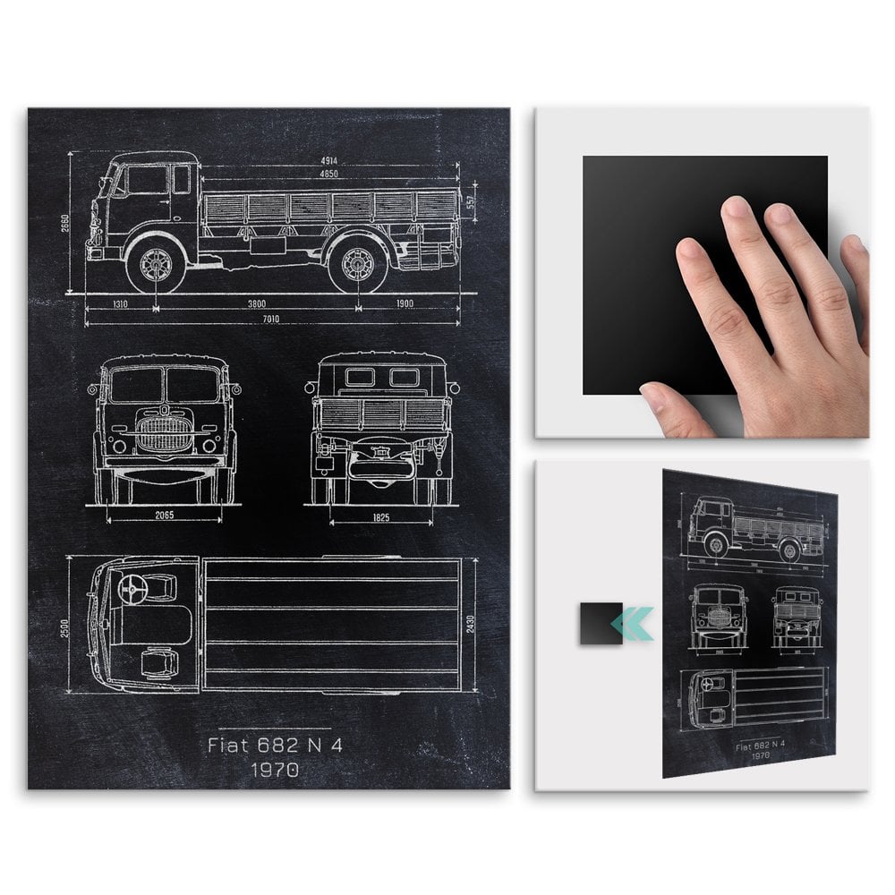 Plakat metalowy Fiat 682 N4 Projekt Blackboard L