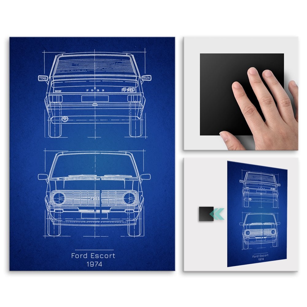 Plakat metalowy Ford Escort Projekt Blueprint L