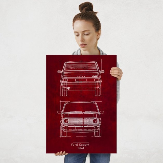 Plakat metalowy Ford Escort Projekt Scarlet L
