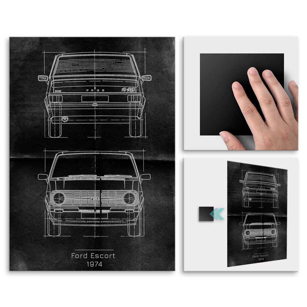 Plakat metalowy Ford Escort Projekt Graphite L