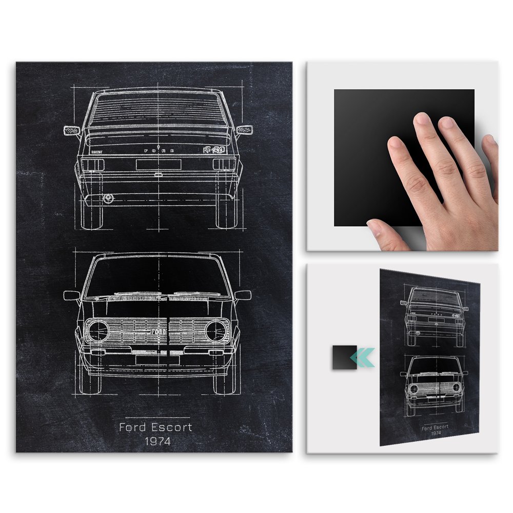 Plakat metalowy Ford Escort Projekt Blackboard M