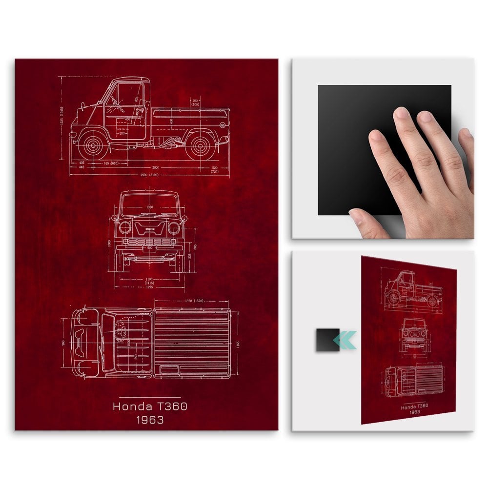 Plakat metalowy Honda T360 Projekt Scarlet L