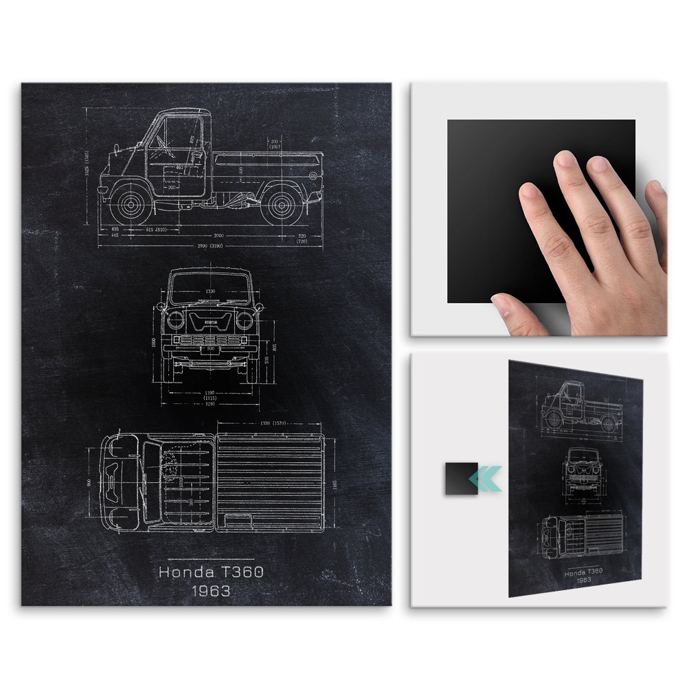 Plakat metalowy Honda T360 Projekt Blackboard M