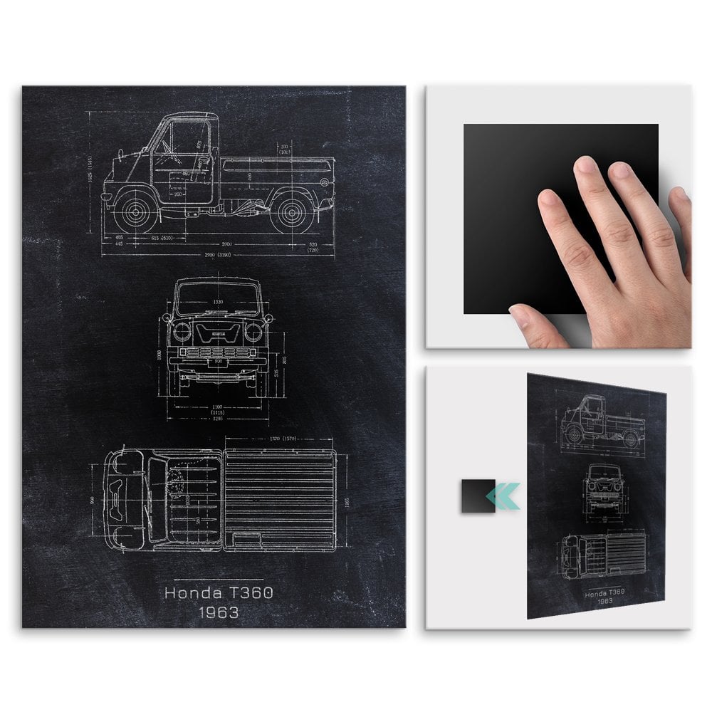 Plakat metalowy Honda T360 Projekt Blackboard L