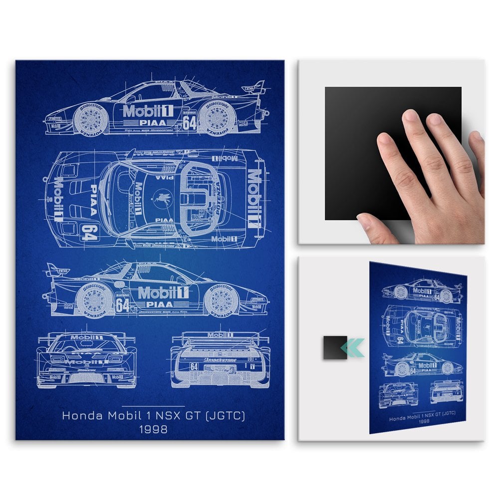 Plakat metalowy Honda NSX GT Projekt Blueprint L
