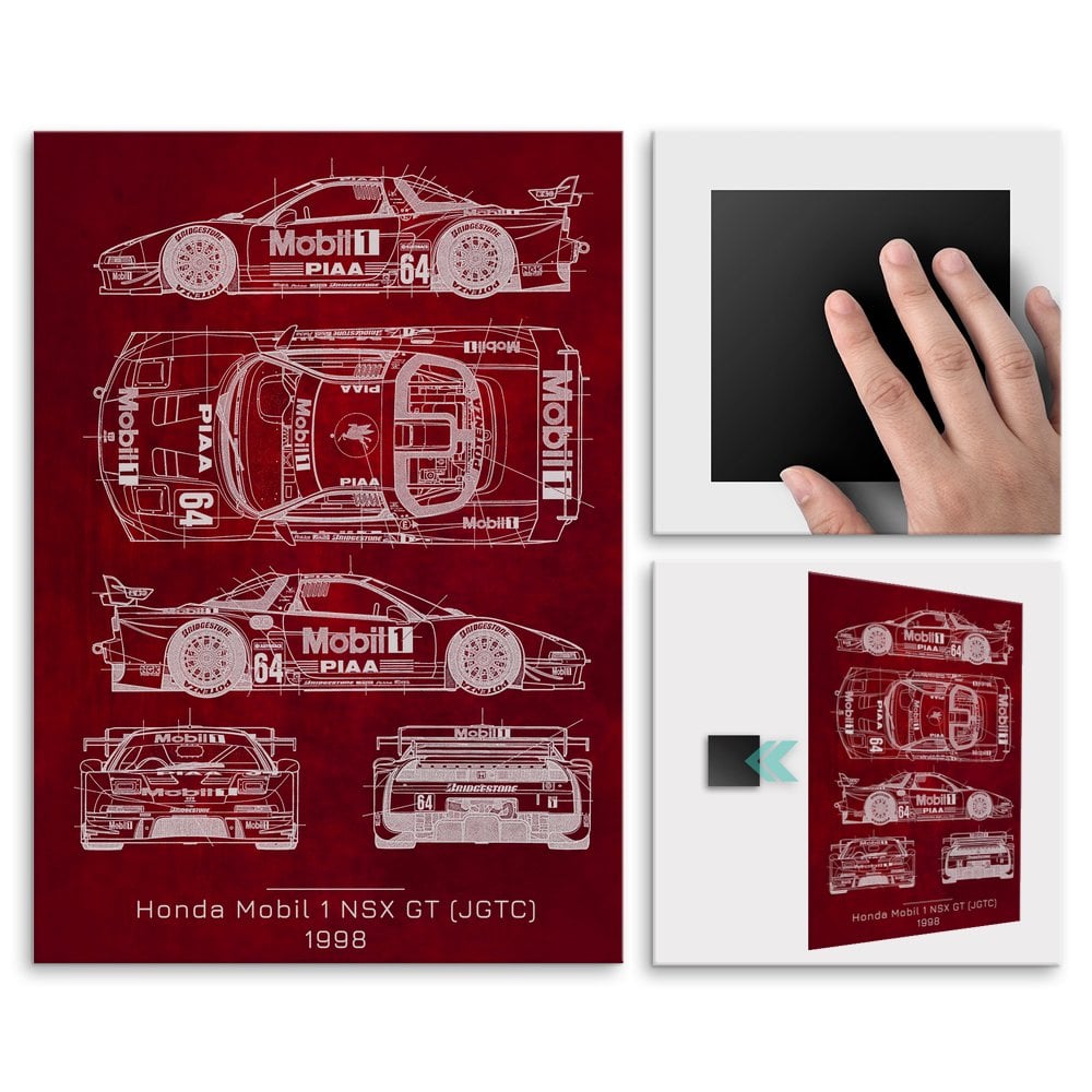 Plakat metalowy Honda NSX GT Projekt Scarlet L