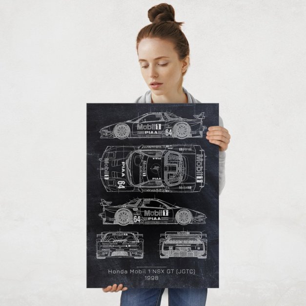 Plakat metalowy Honda NSX GT Projekt Blackboard L