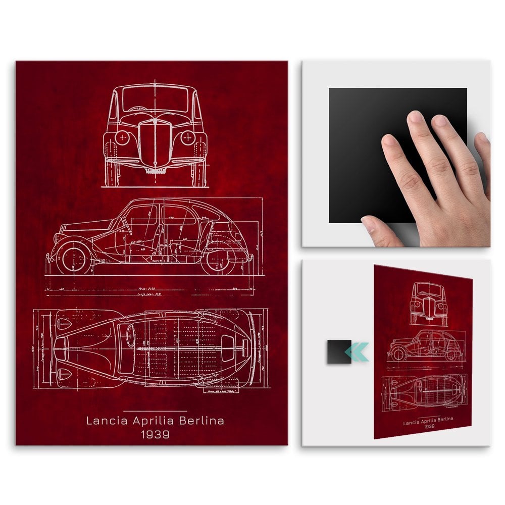 Plakat metalowy Lancia Aprilia Berlina Projekt Scarlet L