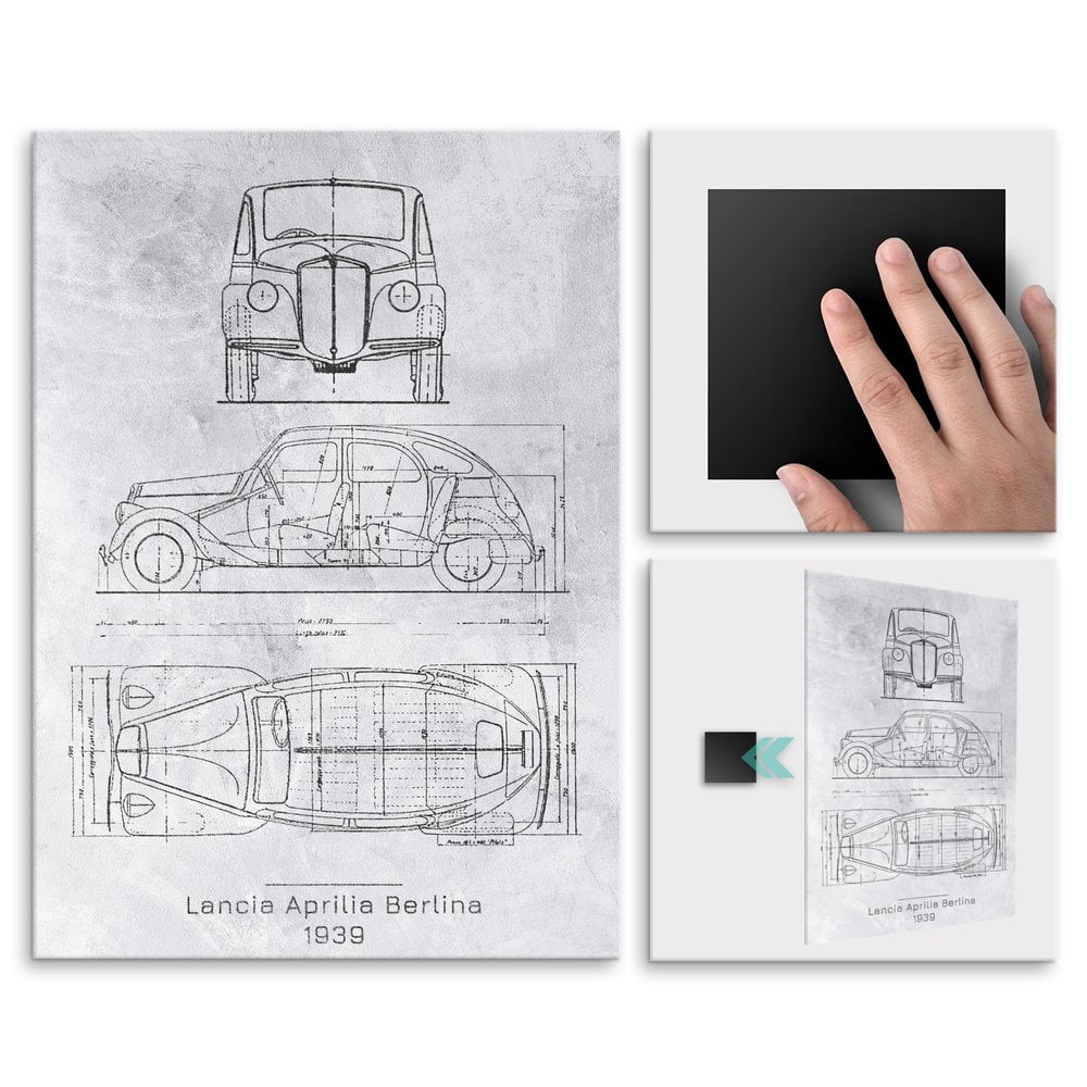 Plakat metalowy Lancia Aprilia Berlina Projekt Stone M