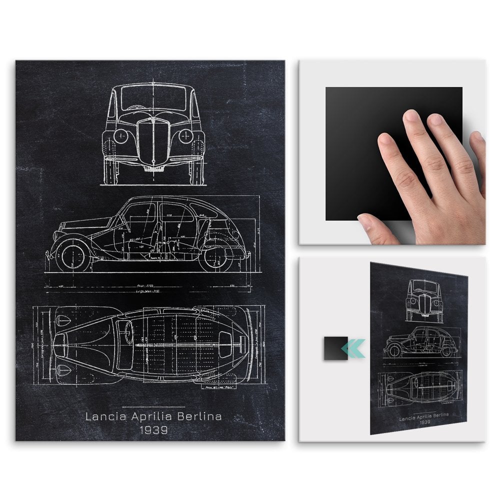 Plakat metalowy Lancia Aprilia Berlina Projekt Blackboard M