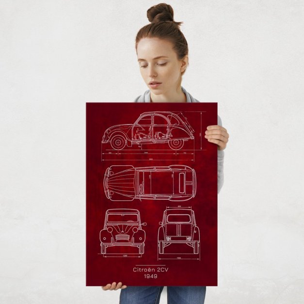 Plakat metalowy Citroën 2CV Projekt Scarlet L