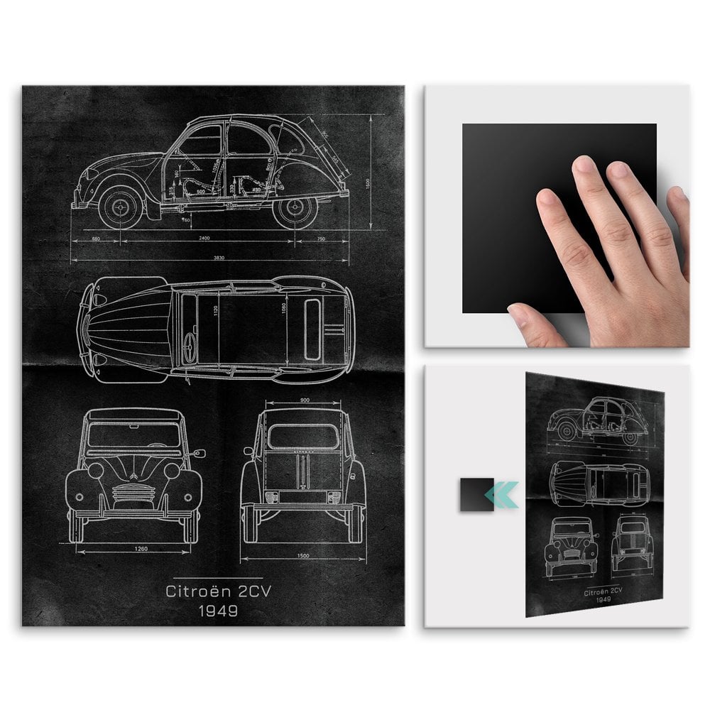 Plakat metalowy Citron 2CV Projekt Graphite M