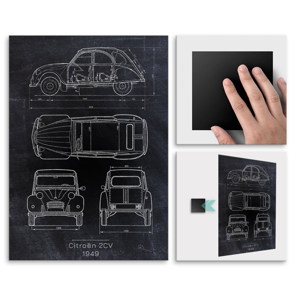 Plakat metalowy Citron 2CV Projekt Blackboard L