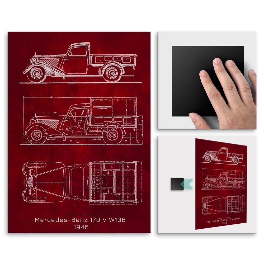 Plakat metalowy Mercedes-Benz 170 V W136 Projekt Scarlet L