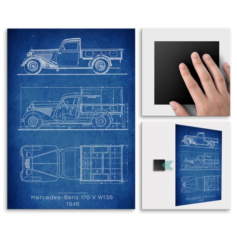 Plakat metalowy Mercedes-Benz 170 V W136 Projekt Cobalt L