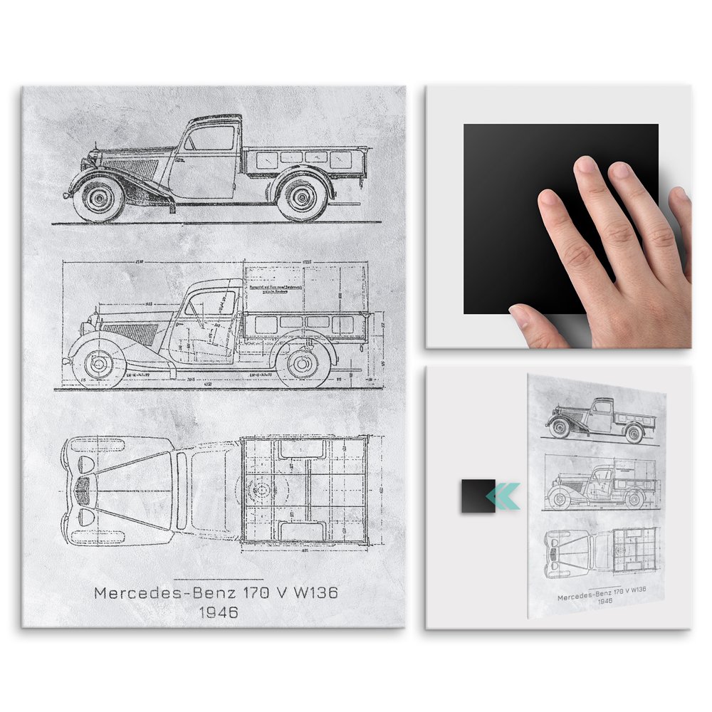 Plakat metalowy Mercedes-Benz 170 V W136 Projekt Stone L