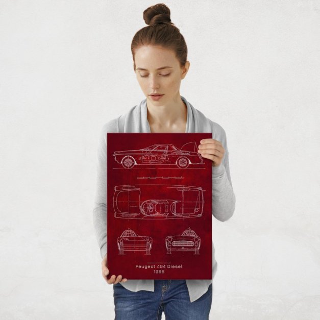Plakat metalowy Peugeot 404 Diesel Projekt Scarlet M