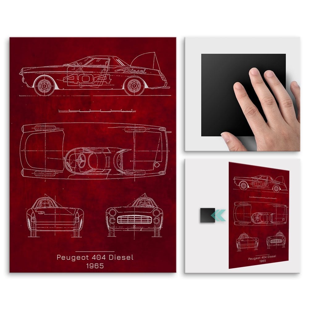 Plakat metalowy Peugeot 404 Diesel Projekt Scarlet M