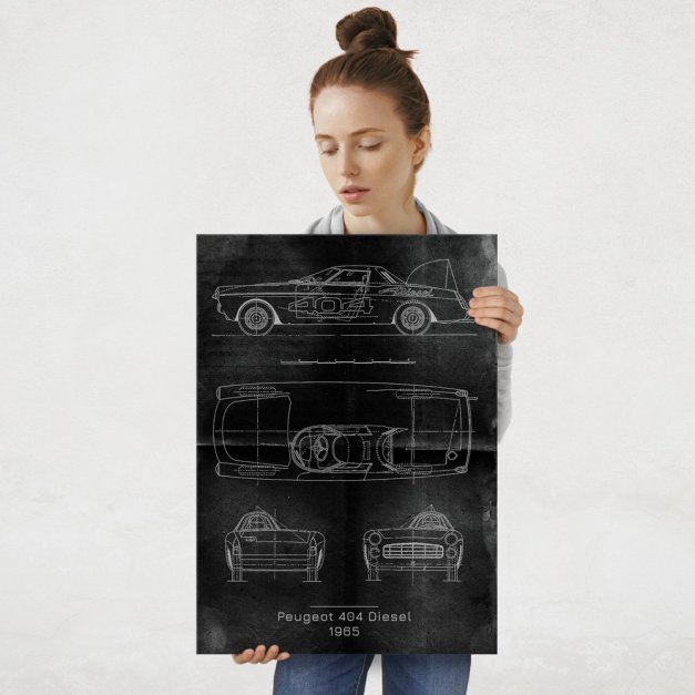 Plakat metalowy Peugeot 404 Diesel Projekt Graphite L