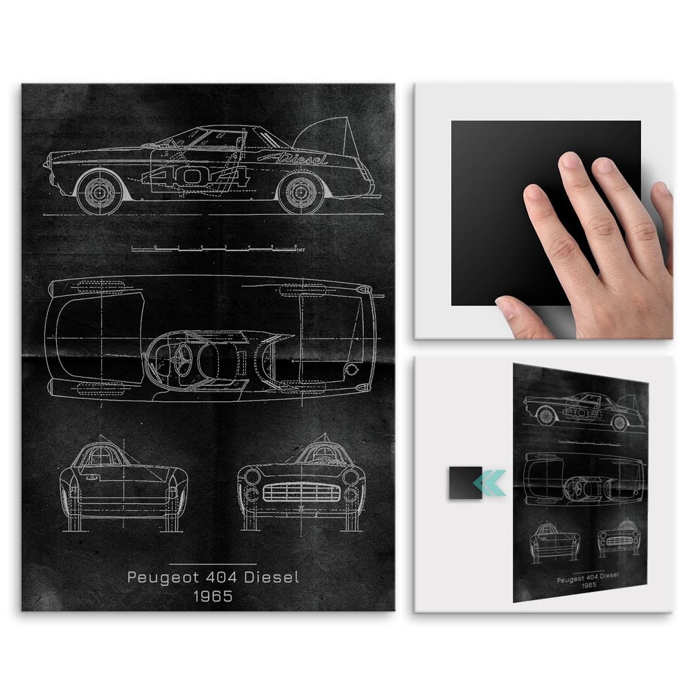 Plakat metalowy Peugeot 404 Diesel Projekt Graphite L