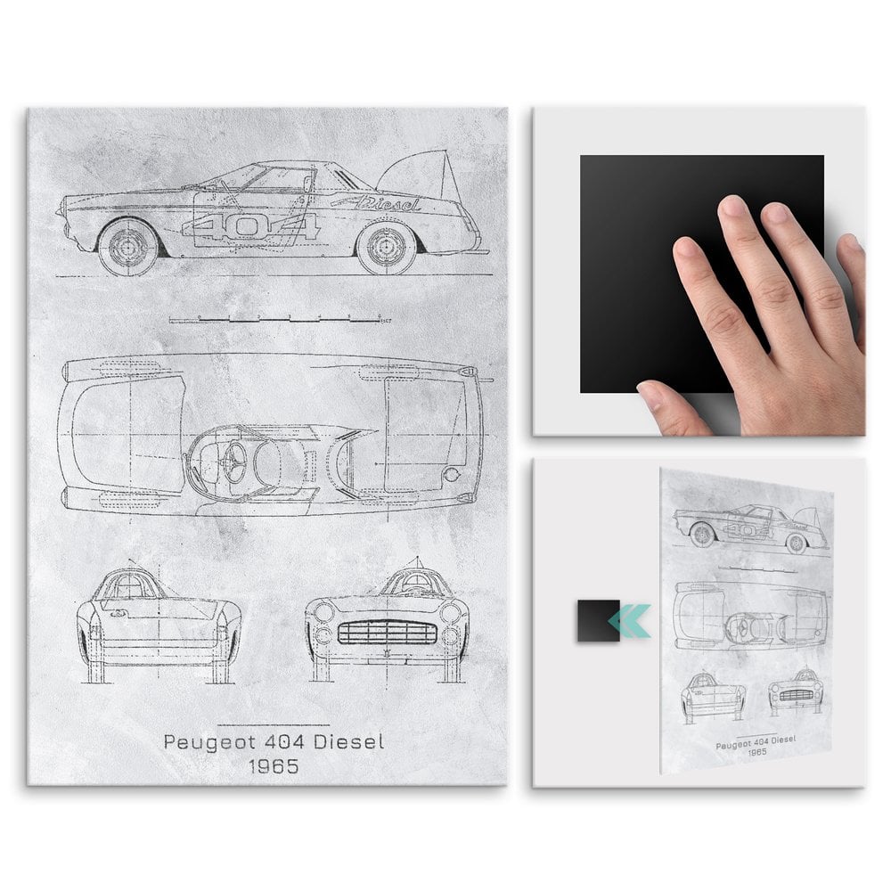 Plakat metalowy Peugeot 404 Diesel Projekt Stone L