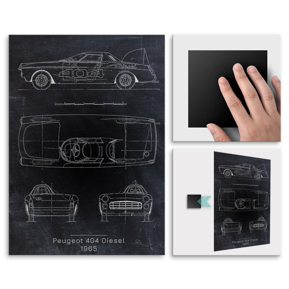 Plakat metalowy Peugeot 404 Diesel Projekt Blackboard M
