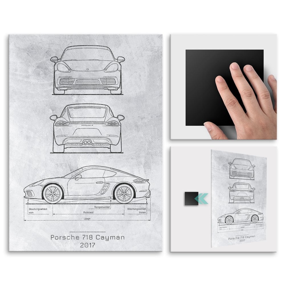 Plakat metalowy Porsche 718 Cayman Projekt Stone M