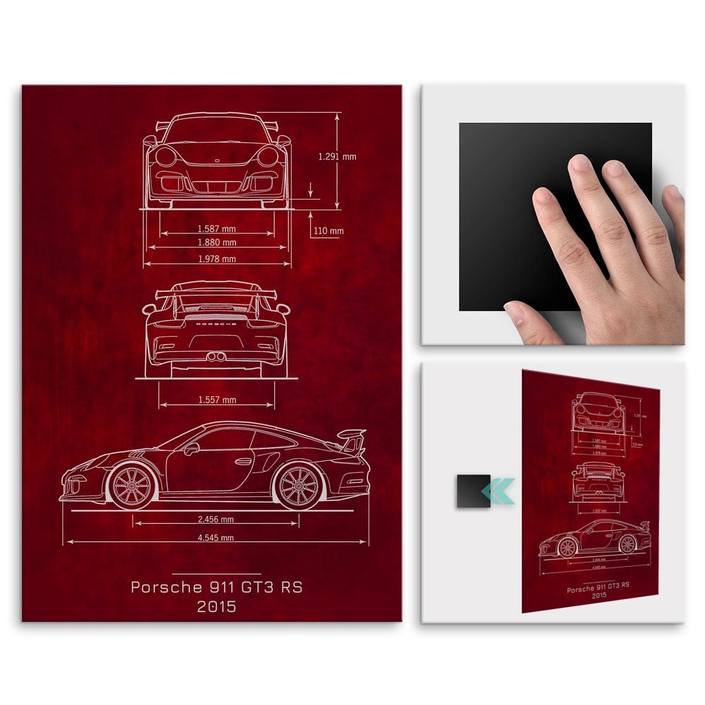 Plakat metalowy Porsche 911 GT3 RS Projekt Scarlet L
