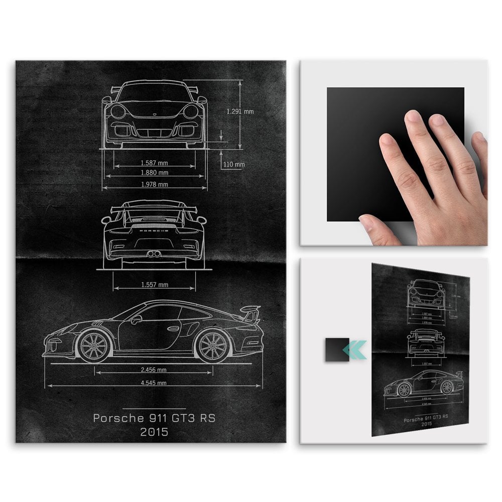 Plakat metalowy Porsche 911 GT3 RS Projekt Graphite M