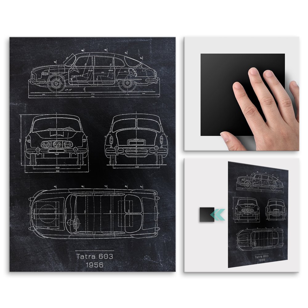 Plakat metalowy Tatra 603 Projekt Blackboard M