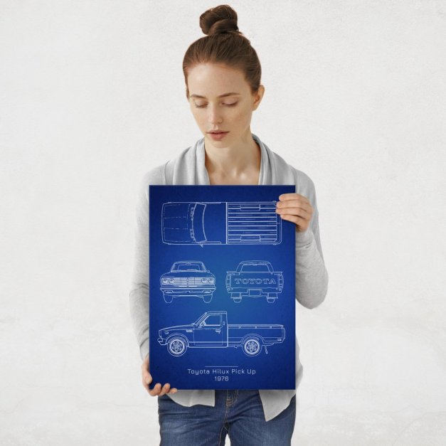 Plakat metalowy Toyota Hilux Pick Up Projekt Blueprint M