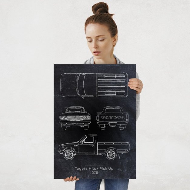 Plakat metalowy Toyota Hilux Pick Up Projekt Blackboard L