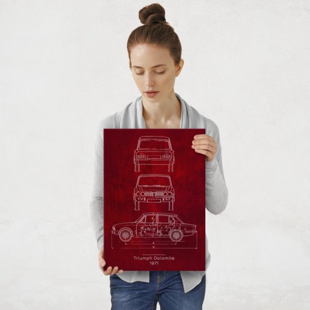 Plakat metalowy Triumph Dolomite Projekt Scarlet M