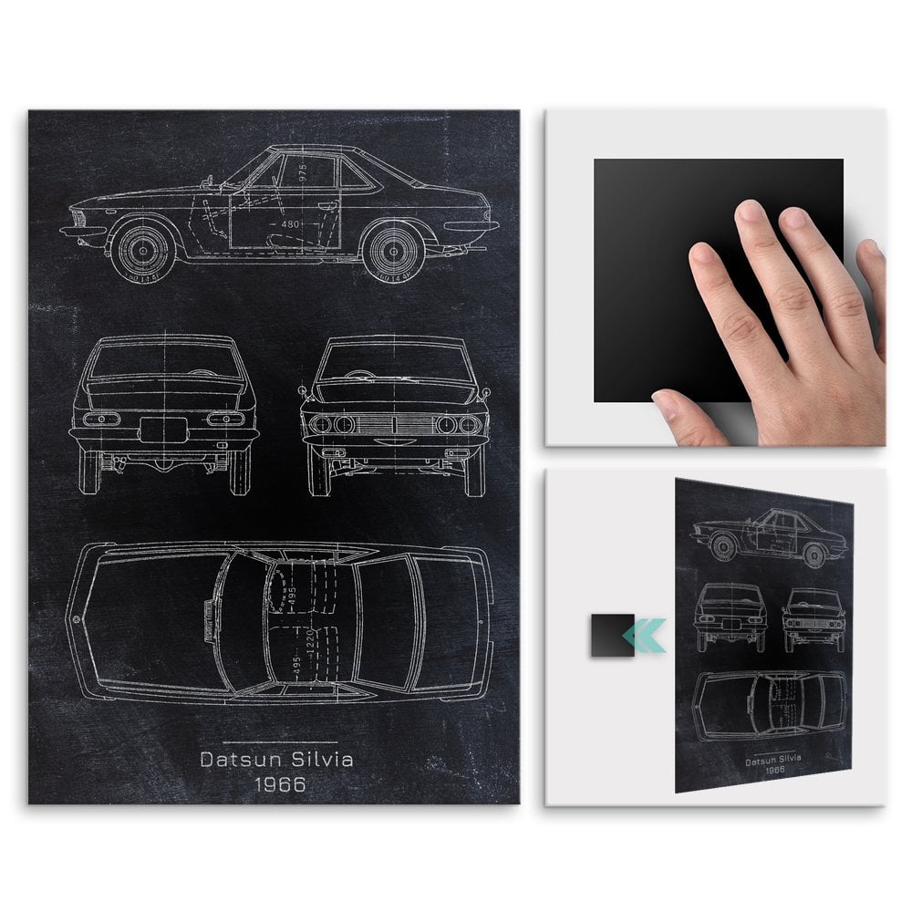 Plakat metalowy Datsun Silvia Projekt Blackboard M
