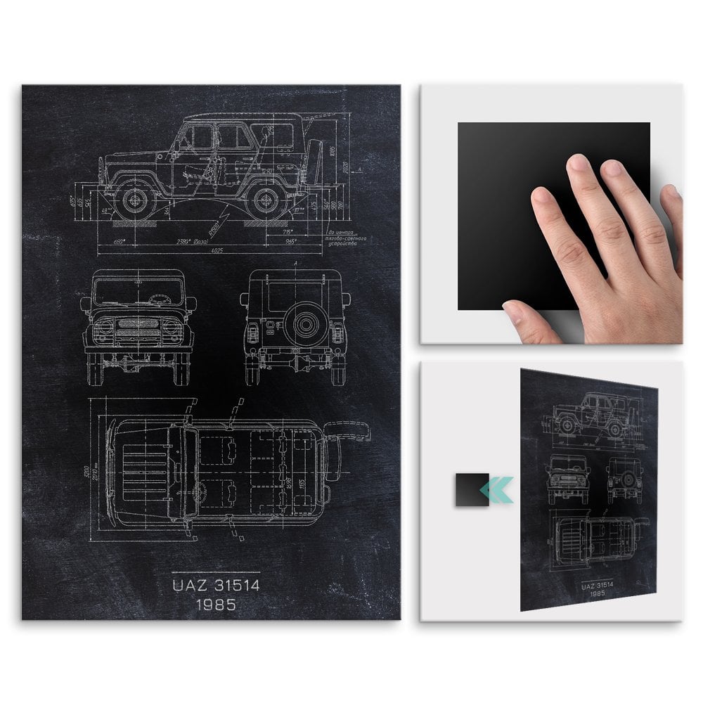 Plakat metalowy UAZ 31514 Projekt Blackboard L