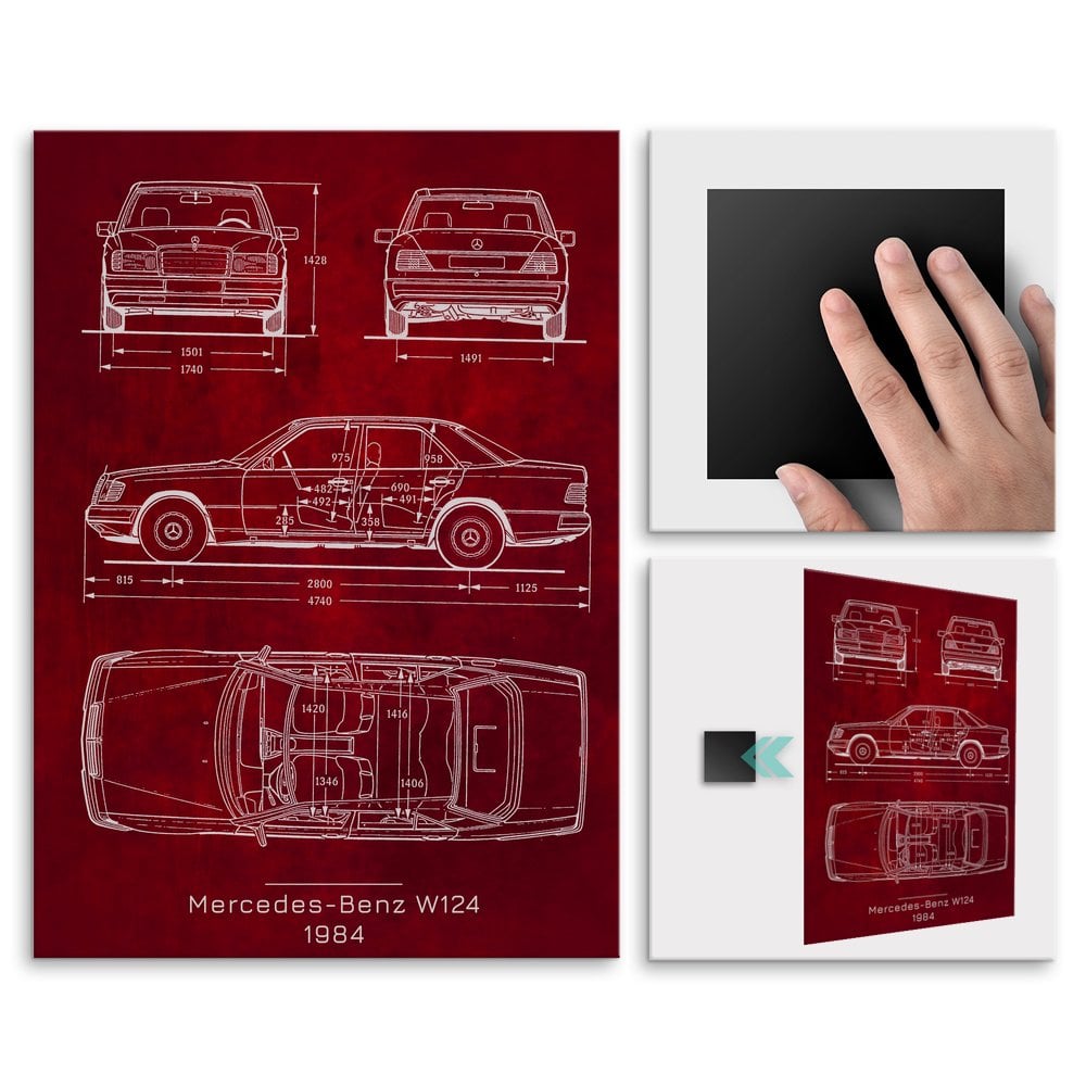Plakat metalowy Mercedes-Benz W124 Projekt Scarlet L
