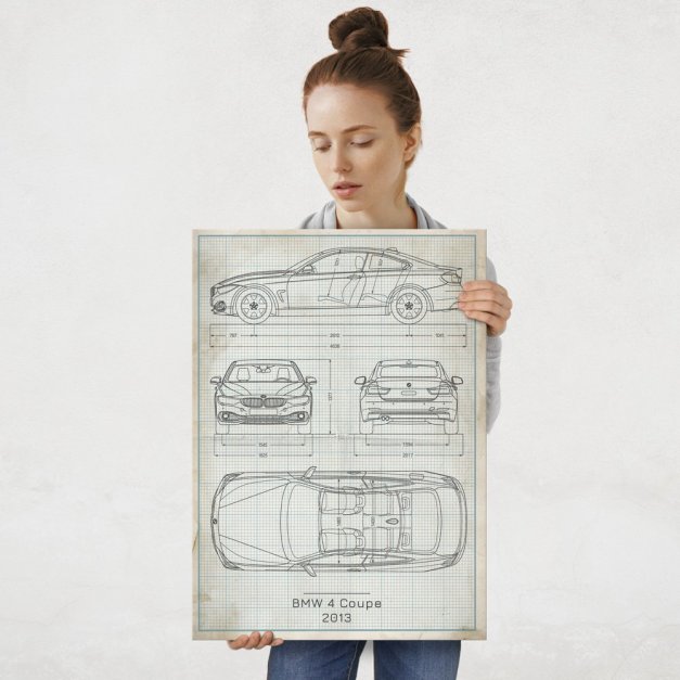 Plakat metalowy BMW 4 Coupe Projekt Vintage L