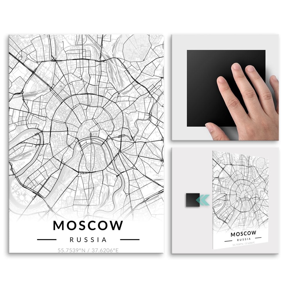 Plakat metalowy Mapa B&W Moskwa L