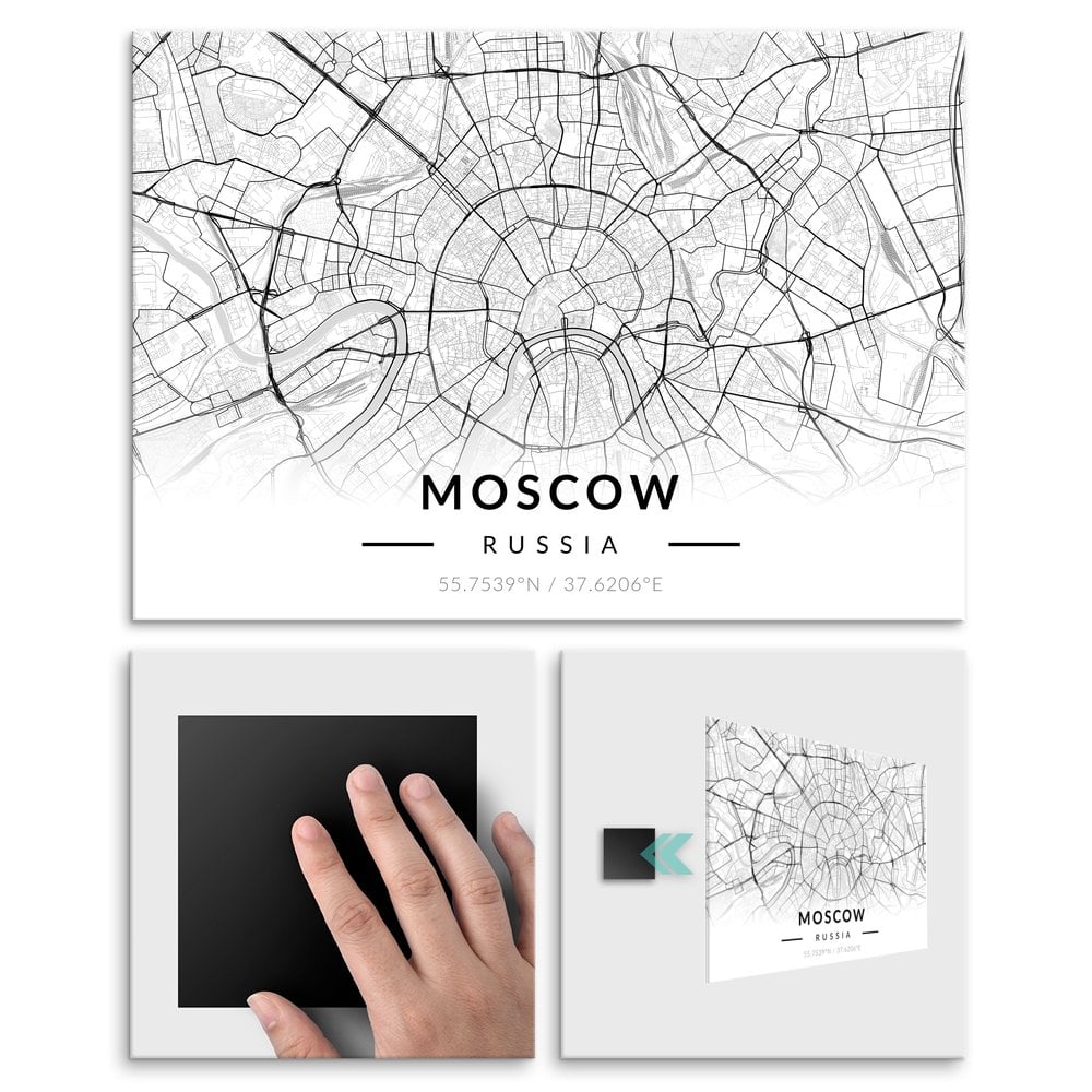 Plakat metalowy Mapa B&W Moskwa M