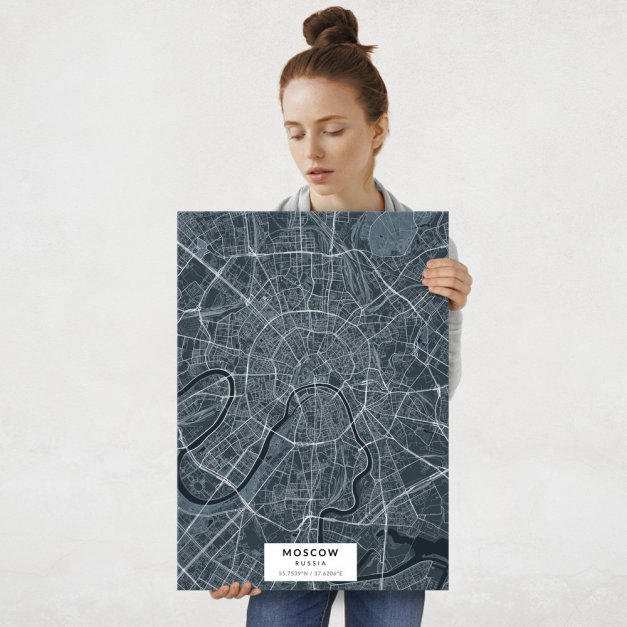 Plakat metalowy Mapa Navy Moskwa L
