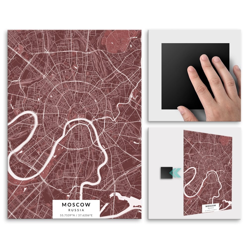 Plakat metalowy Mapa Burgund Moskwa M