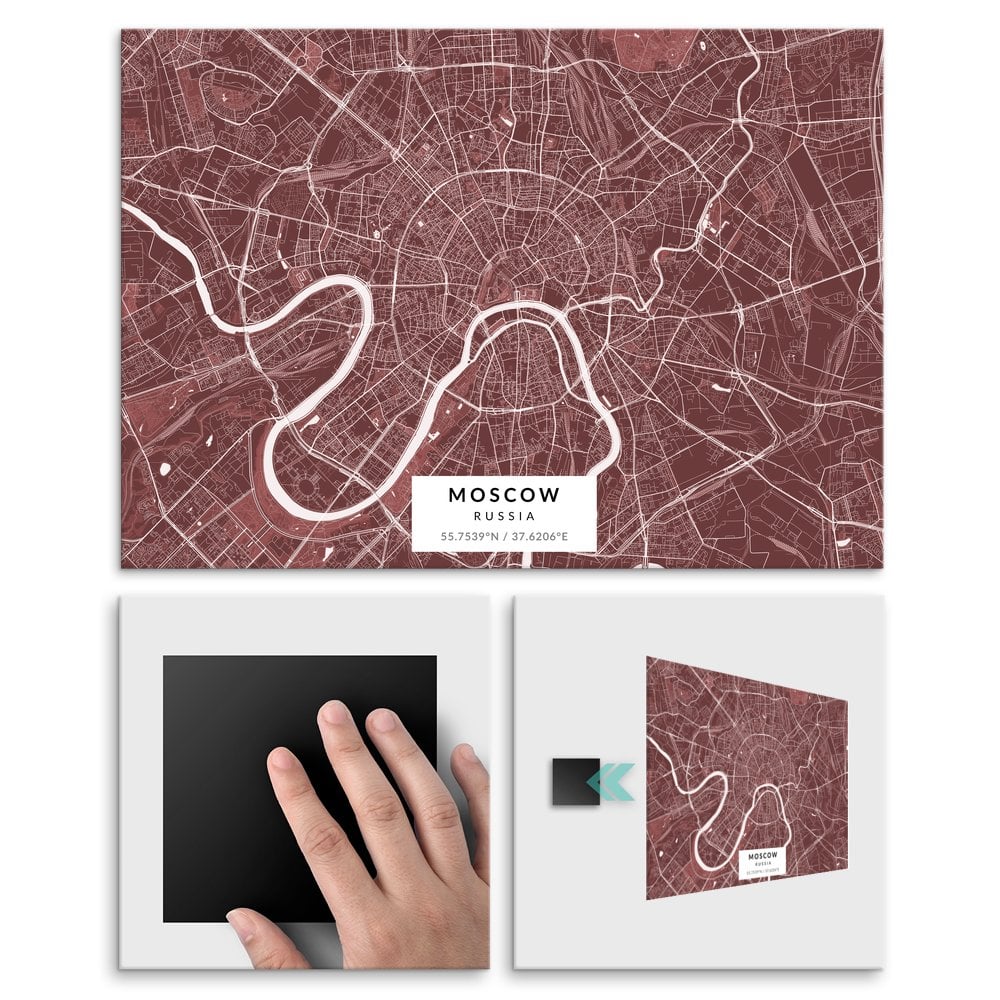 Plakat metalowy Mapa Burgund Moskwa M