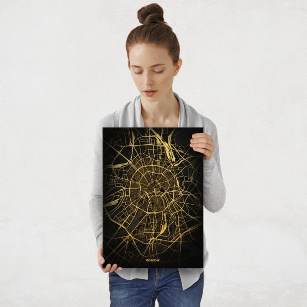 Plakat metalowy Mapa City Lights Moskwa M