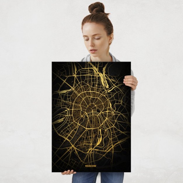 Plakat metalowy Mapa City Lights Moskwa L